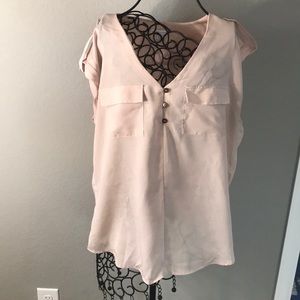 New York and Company Tan Combat Sleeve Blouse